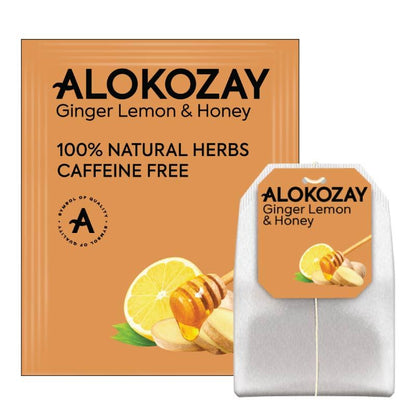 Alokozay Ginger Lemon Tea - 25 Tea Bags in Individual Foil Wrapped Envelopes