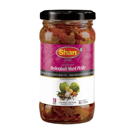 Shan Hyderabadi Mixed Pickle Glass Jar, 300g