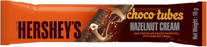 Hershey's Choco Tubes Wafer Roll with Milk Chocolate & Hazelnut Cream, 18g