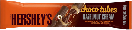Hershey's Choco Tubes Wafer Roll with Milk Chocolate & Hazelnut Cream, 18g