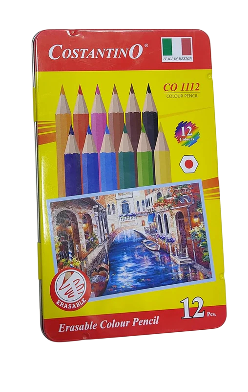 Costantino Colour Pencil with Eraser, 12 Colors