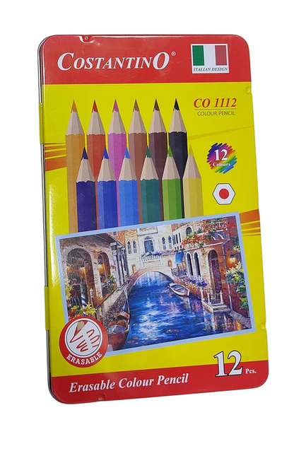 Costantino Colour Pencil with Eraser, 12 Colors