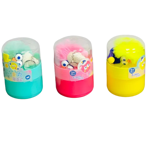Bubble Mud Slime with Plush Keychain for Kids 1 Piece Set