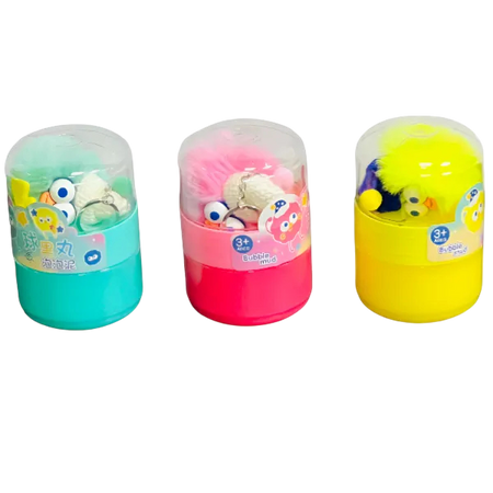 Bubble Mud Slime with Plush Keychain for Kids 1 Piece Set