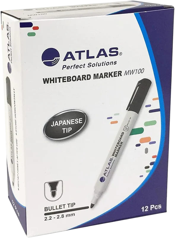 Atlas 2.2-2.8mm Assorted Ink Bullet Tip Whiteboard Markers, 4 Per Pack