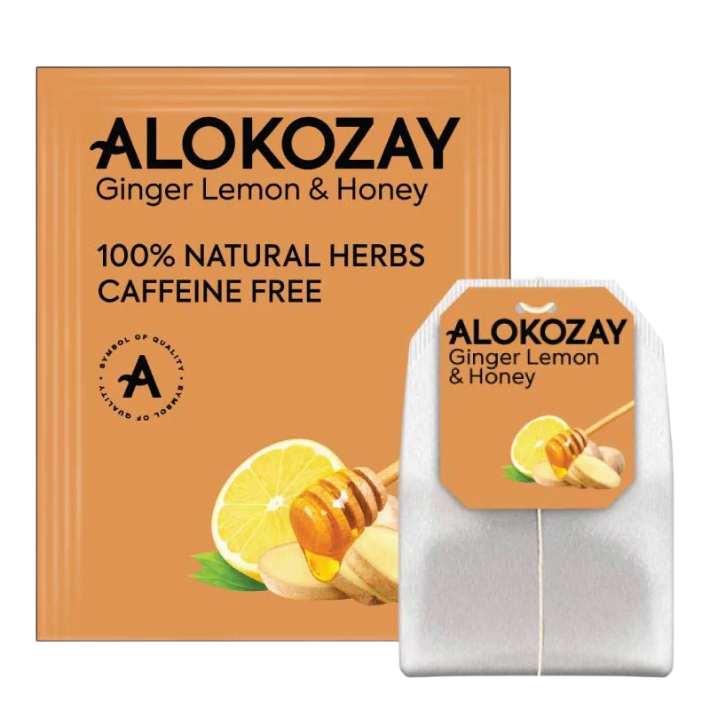 Alokozay Ginger Lemon Tea - 25 Tea Bags in Individual Foil Wrapped Envelopes