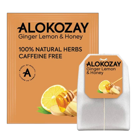 Alokozay Ginger Lemon Tea - 25 Tea Bags in Individual Foil Wrapped Envelopes