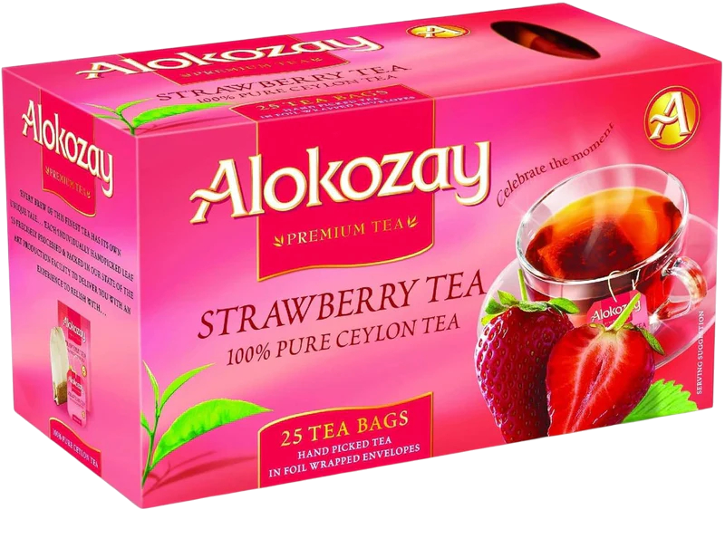 Alokozay Strawberry Flavored Tea Bags, 25 Pieces