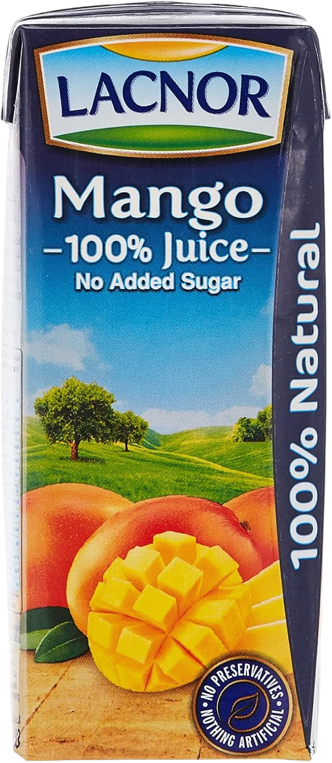 Lacnor Essentials No Added Sugar Mango Juice, 8x180ml