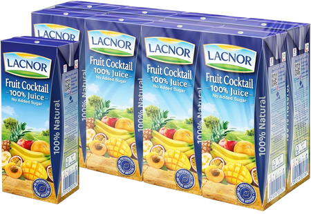 Lacnor Essentials No Added Sugar 100% Fruit Cocktail Juice, 8x180ml