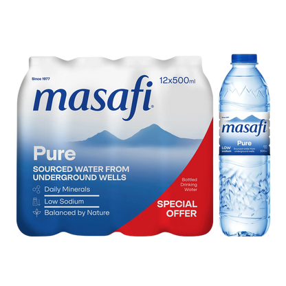Masafi Pure Low Sodium Natural Water, 12x500ml