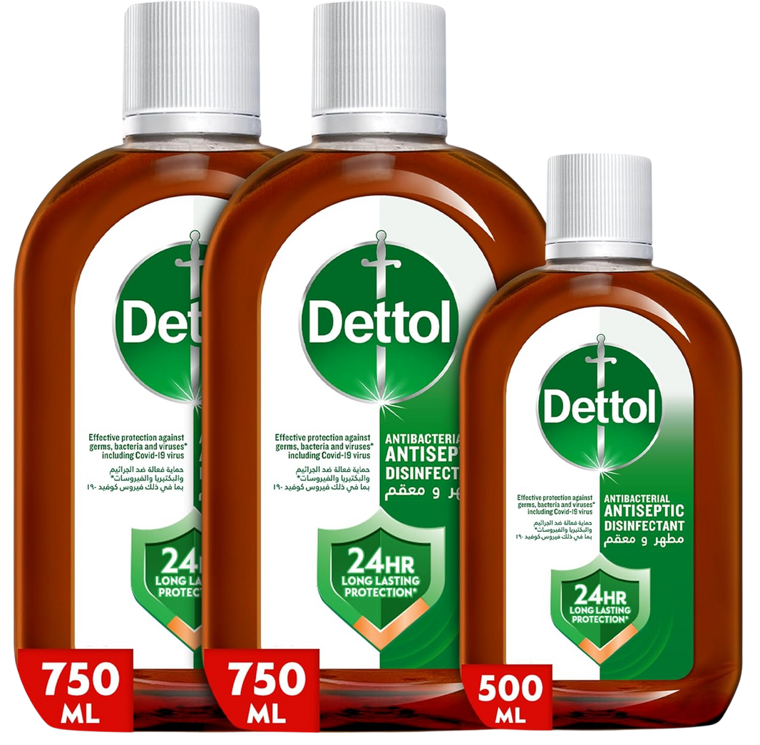 Dettol Antibacterial Antiseptic Disinfectant Liquid, 2x750ml+ Free 500ml
