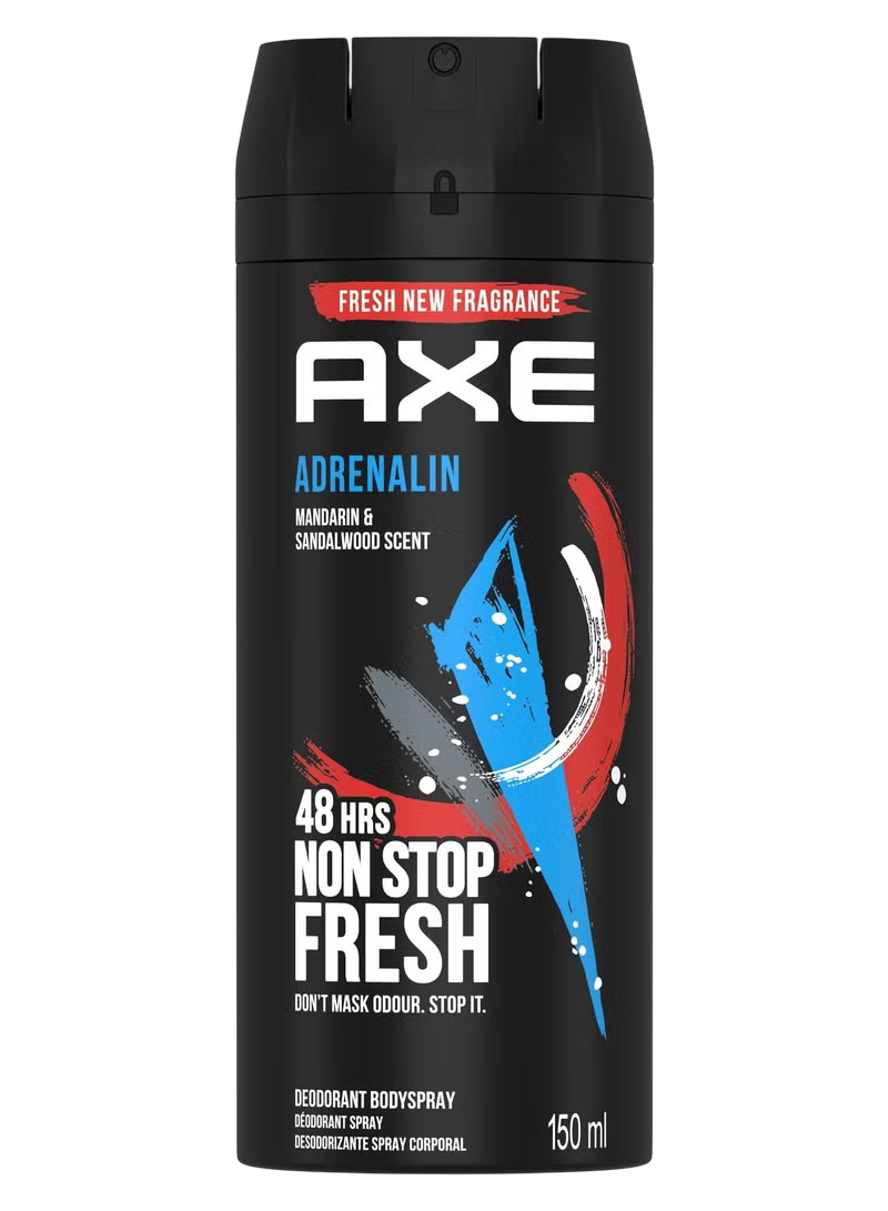 Axe Adrenalin Mandarin & Sandalwood Scent 48H Deodorant & Body Spray for Men, 150ml