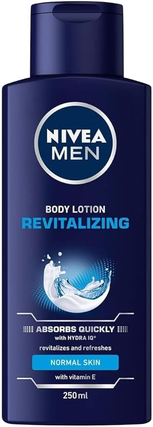 NIVEA MEN Body Lotion for Men, Revitalizing Vitamin E, Normal Skin, 250ml