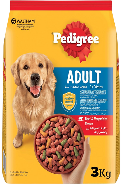 Pedigree Vital Protection Dry Food with Beef & Vegetables for Adult Dogs, 3kg