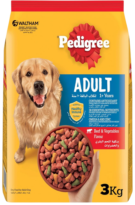 Pedigree Vital Protection Dry Food with Beef & Vegetables for Adult Dogs, 3kg