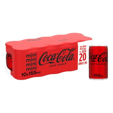 Coca-Cola Zero Sugar Soft Drink Can, 10x155ml