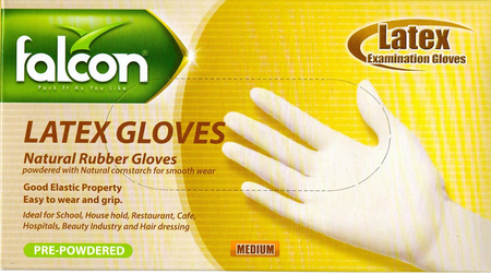 Falcon Latex Gloves - Medium, 100 Pieces