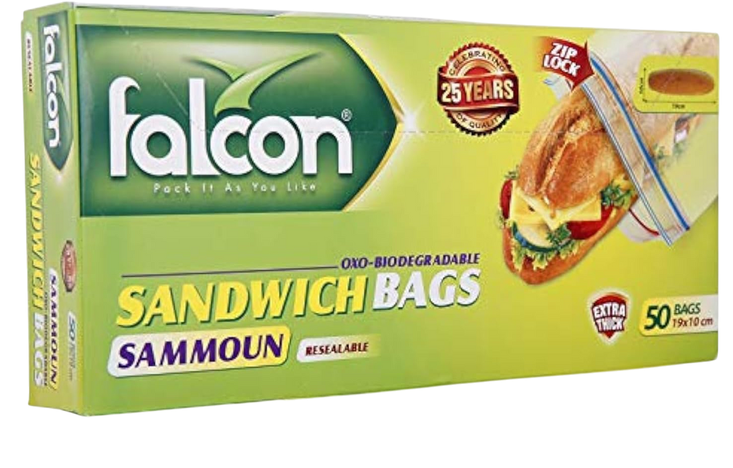 Falcon 50-Piece Sammoun Resealable Sandwich Bags