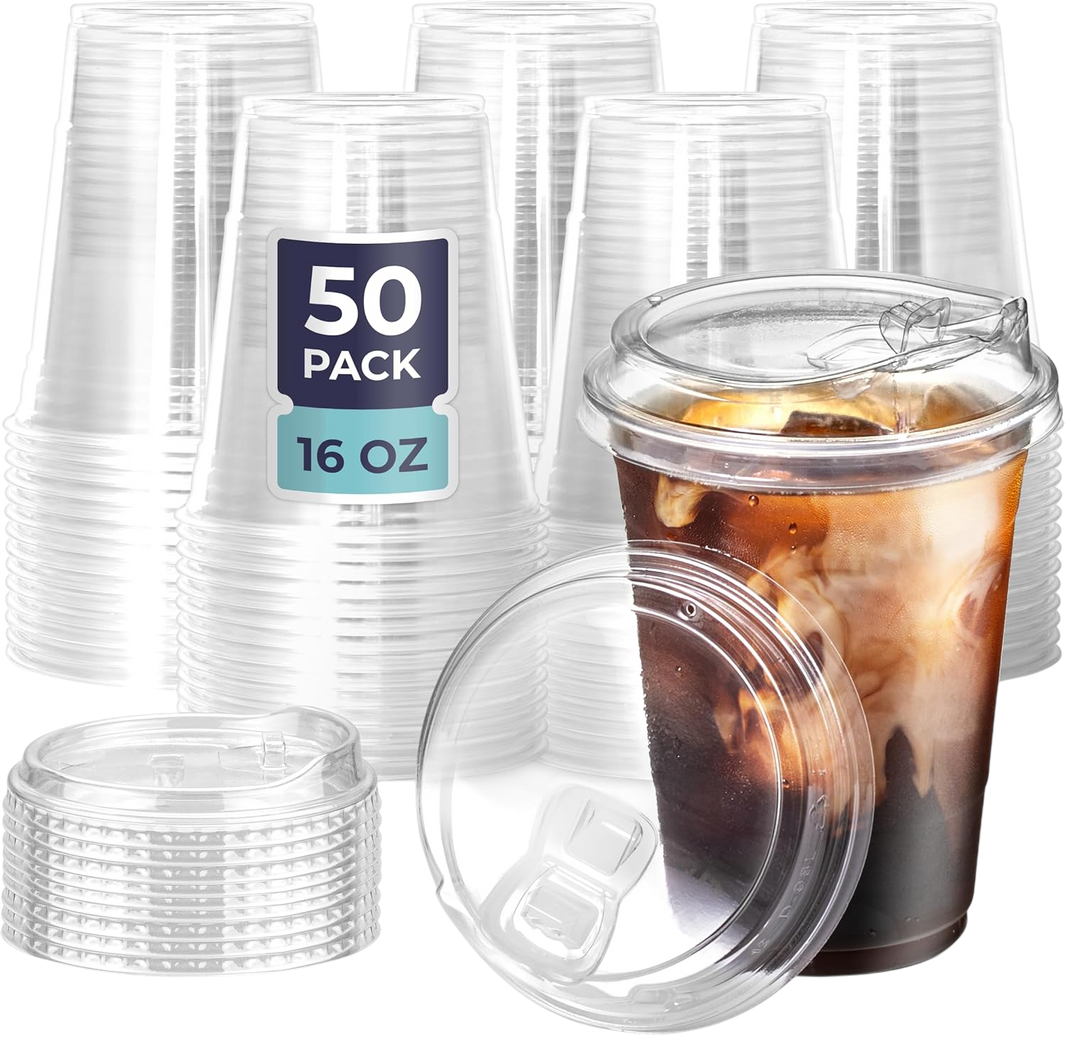 Disposable Plastic Cups, 50 Pack