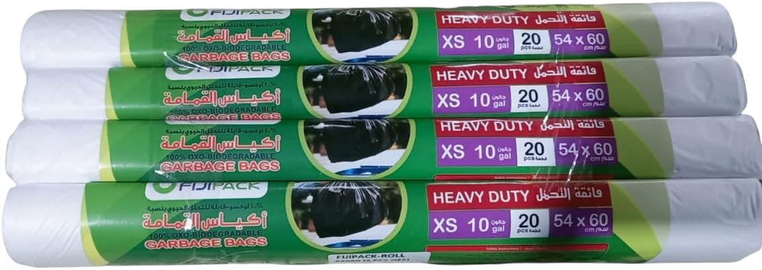 Fijipack Heavy-Duty 80 Gallon Black Garbage Bags, 20 Pack