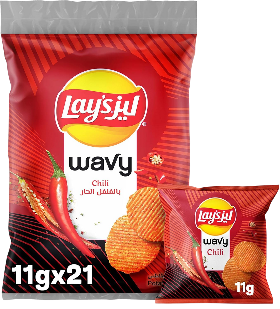 Lay's Wavy Chili Potato Chips, 21x11g