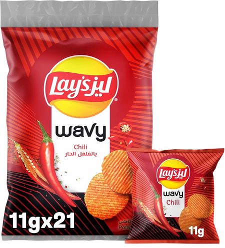 Lay's Wavy Chili Potato Chips, 21x11g