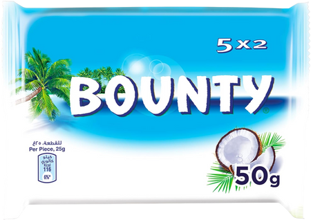 Bounty Coconut Milk Chocolate Bar Multipack, 5x50g
