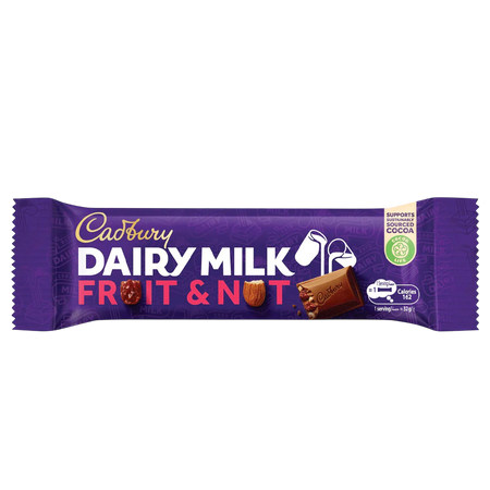Cadbury Dairy Milk Fruit & Nut Chocolate Bar, 32g