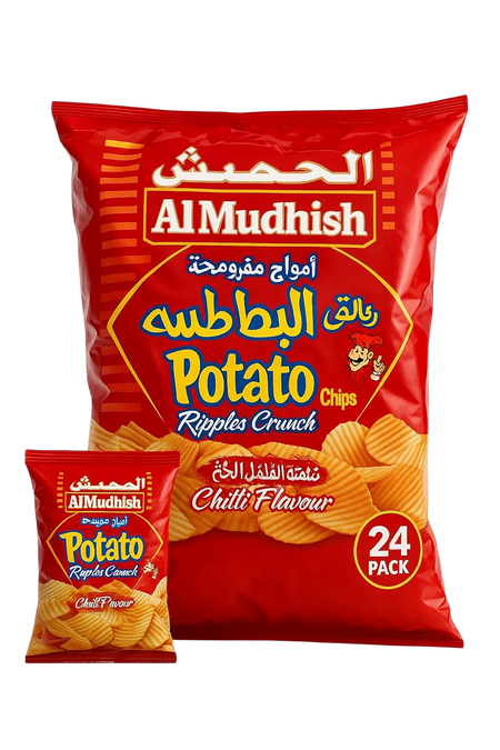 Al Mudhish Ripple Chilli Potato Chips, 24x15g