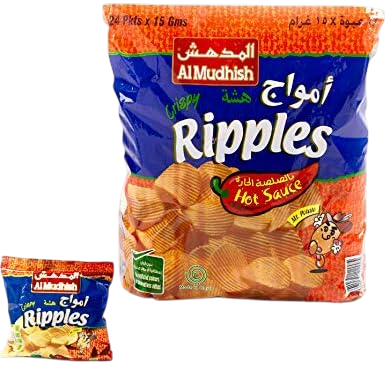 Al Mudhish Ripple Hot Sauce Potato Chips, 24x15g