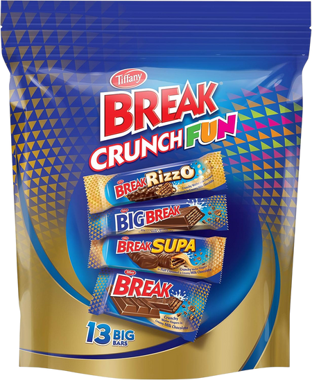 Tiffany Break Assorted Crunchy Wafer Fingers in Creamy Milk Chocolate Mix, 313.5g