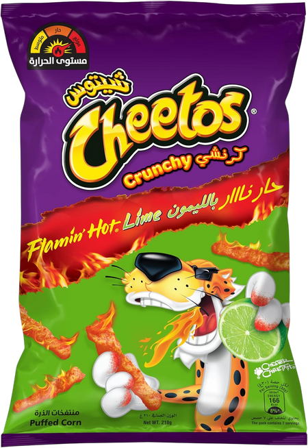 Cheetos Crunchy Flamin' Hot Lime Cheese Flavored Chips, 210g