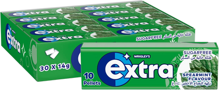 Extra Gum Spearmint Sugar Free Chewing Gum 10 Pellets, 14g