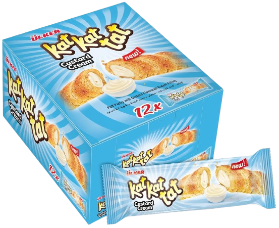 Ulker Kat Kat Tat Puff Pastry with Custard Cream, 12x24g