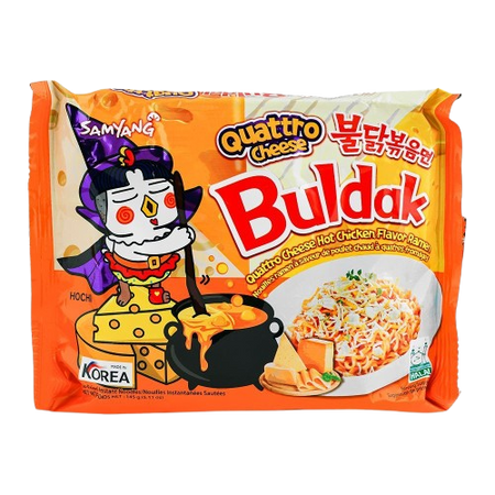 Samyang Buldak Quattro Cheese Hot Chicken Flavor Ramen Stir Fried Noodles Pack, 5x145g