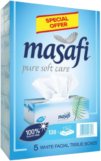 Masafi 2Ply White Tissue, 5x130 Sheets