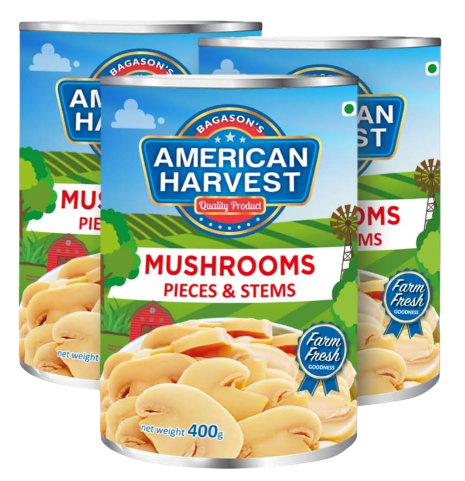 A/HARVEST MUSHROOM PIECES&STEMS 3X400GM