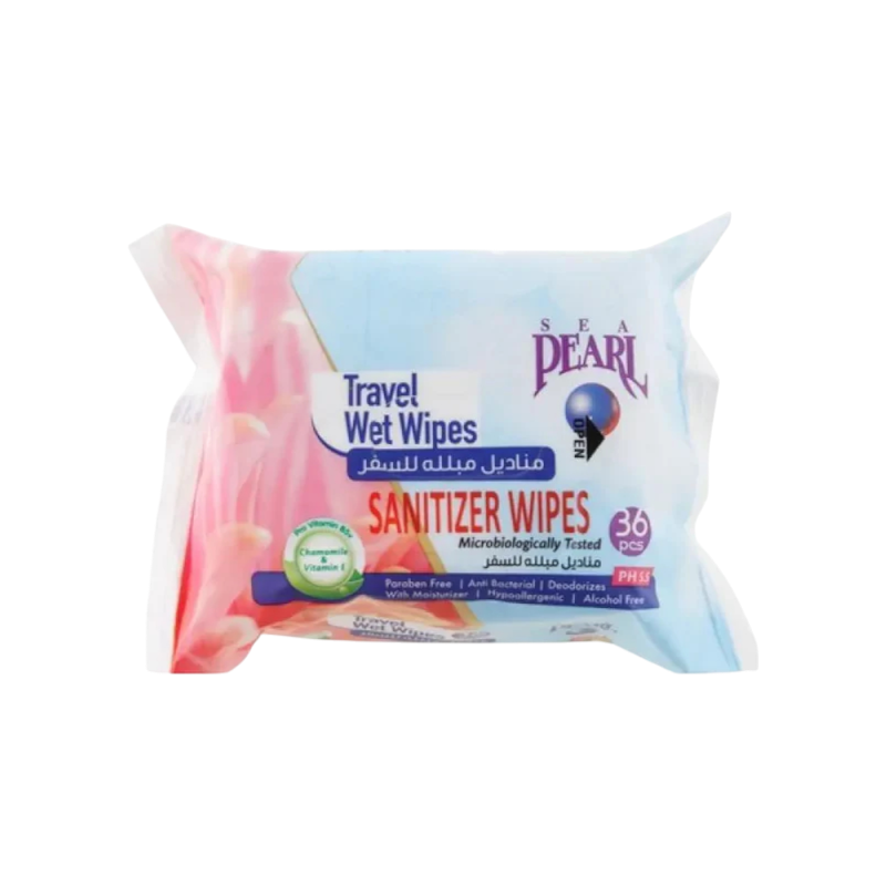 Sea Pearl Travel Wet Wipes, 36 Pieces
