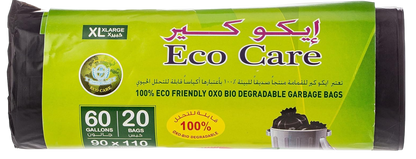 Fijipack Oxo-Biodegradable XL Black 60 Gallon Garbage Heavy Duty Garbage Bag Rolls (90x110cm), 2x20 Pieces