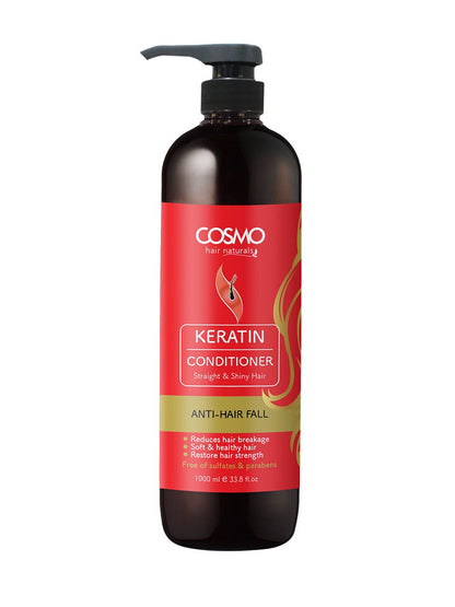 Cosmo Hair Naturals Keratin Conditioner Straight & Shiny Hair, 1000ml