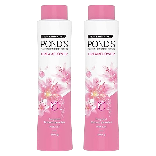 Pond's Dreamflower Fragrant Talcum Powder Pink Lily, 2x400g