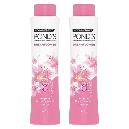 Pond's Dreamflower Fragrant Talcum Powder Pink Lily, 2x400g