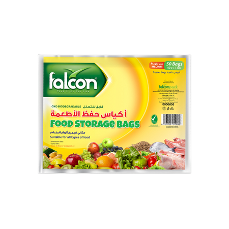 Falcon Food Storage Bags - Medium, 40x17cm (1 Pack x 50 Pieces)