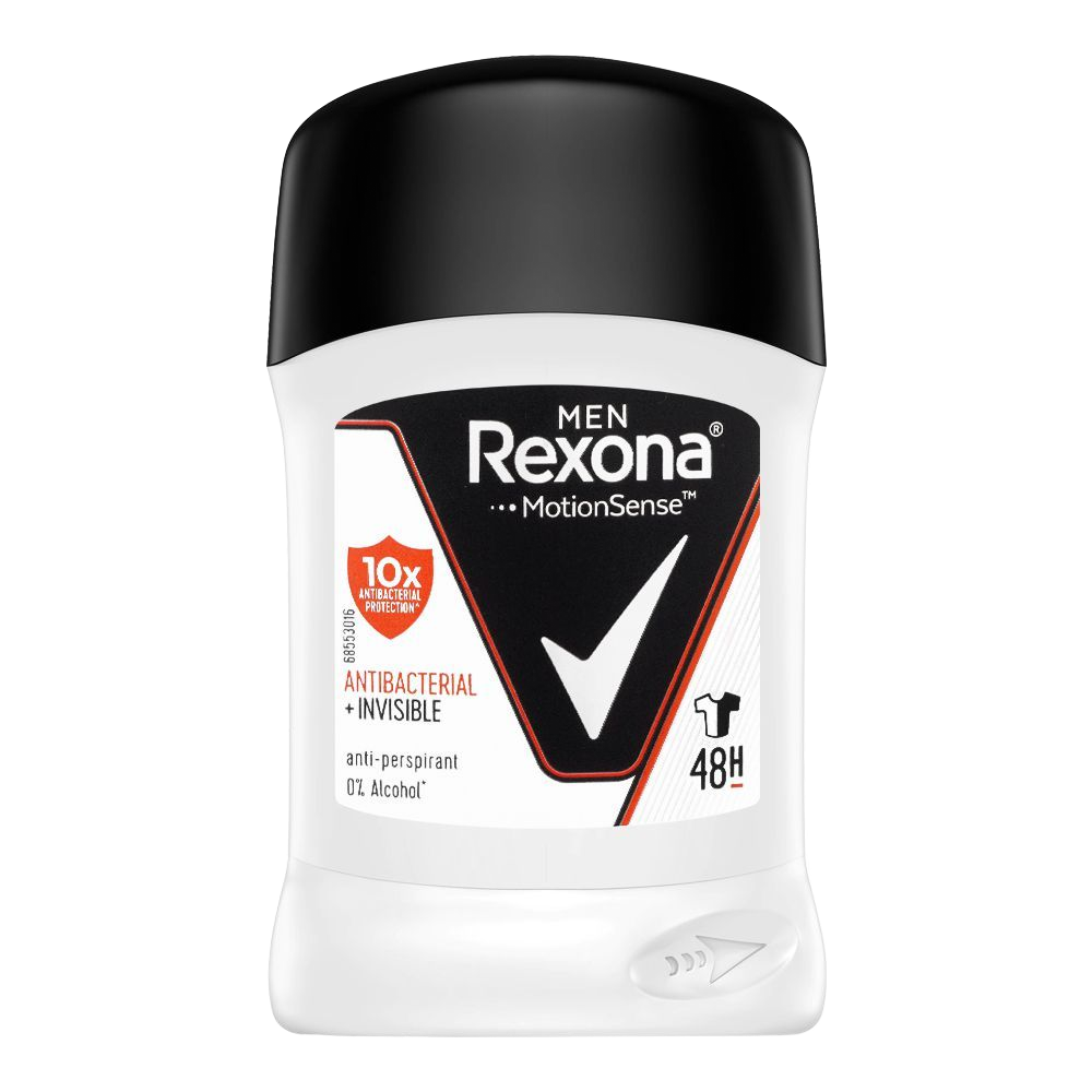 Rexona Men MotionSense Invisble 48H Antibacterial & Antiperspirant Deodorant Stick, 40g
