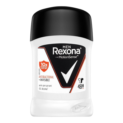 Rexona Men MotionSense Invisble 48H Antibacterial & Antiperspirant Deodorant Stick, 40g