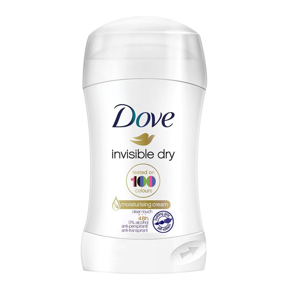 Dove Invisible Dry 48H Antiperspirant Deodorant Stick with Moisturizing Cream for Women, 40g