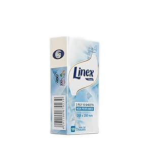 Linex 3 Ply Classic Non Perfumed Tissue Box, 10 Sheets 205x200mm x Pack of 10