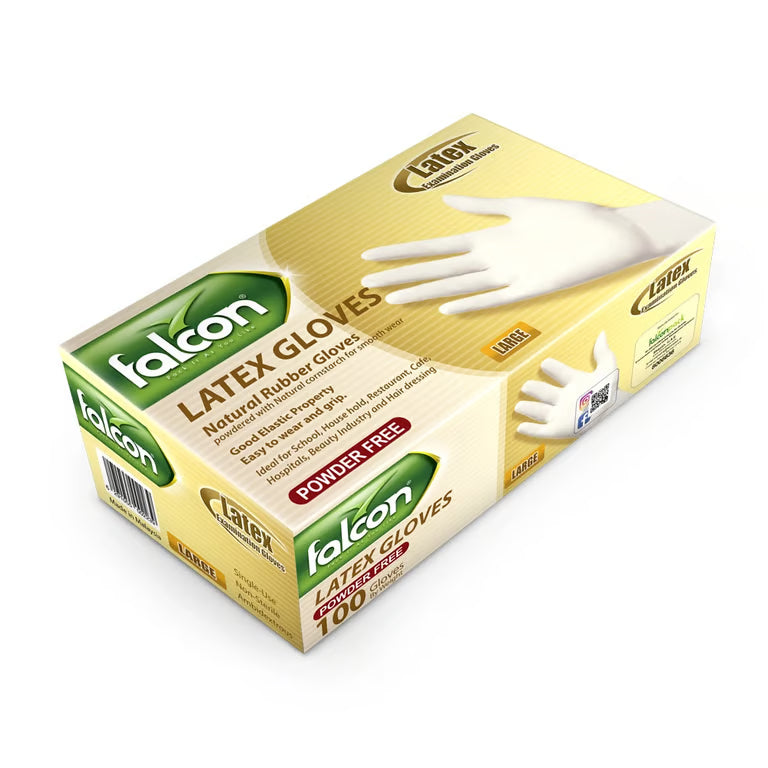 Flacon Latex Gloves Large, 100 Pieces