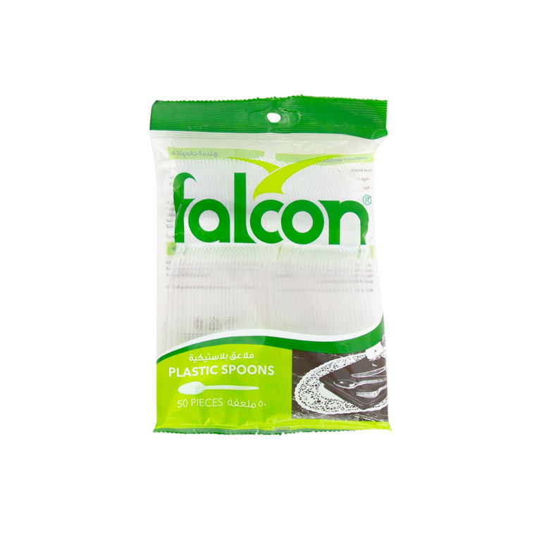 Falcon Plastic Clear Table Spoon, 1 Pack x 50 Pieces